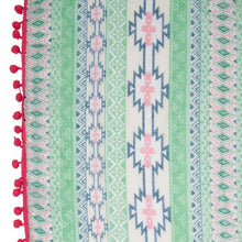 Mara Pink Cultural Print Infinity Scarf With Pom Poms