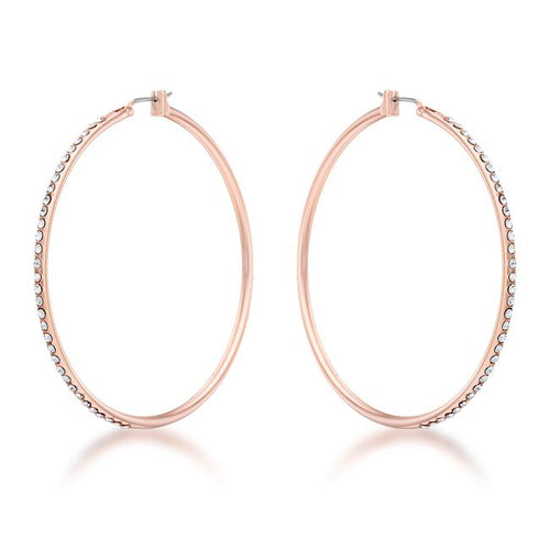 Large Rosegold Hoop Earrings with Crystals