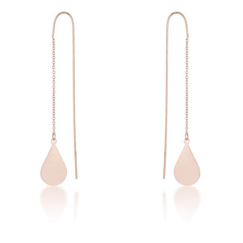 Chloe Rose Gold Stainless Steel Teardrop Threaded Drop Earrings