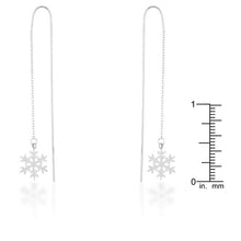 Noelle Rhodium Stainless Steel Snowflake Threaded Drop Earrings