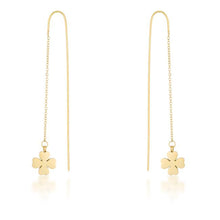 Patricia Gold Stainless Steel Clover Threaded Drop Earrings