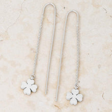 Patricia Rhodium Stainless Steel Clover Threaded Drop Earrings