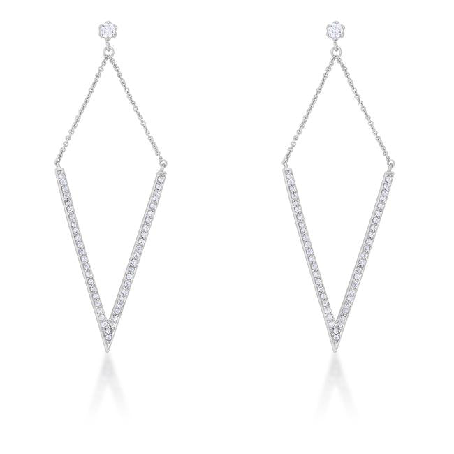 Michelle 1.2ct CZ Rhodium Delicate Pointed Drop Earrings