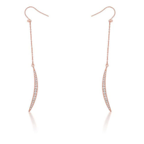 Luna 0.5ct CZ Rose Gold Delicate Moon Drop Earrings