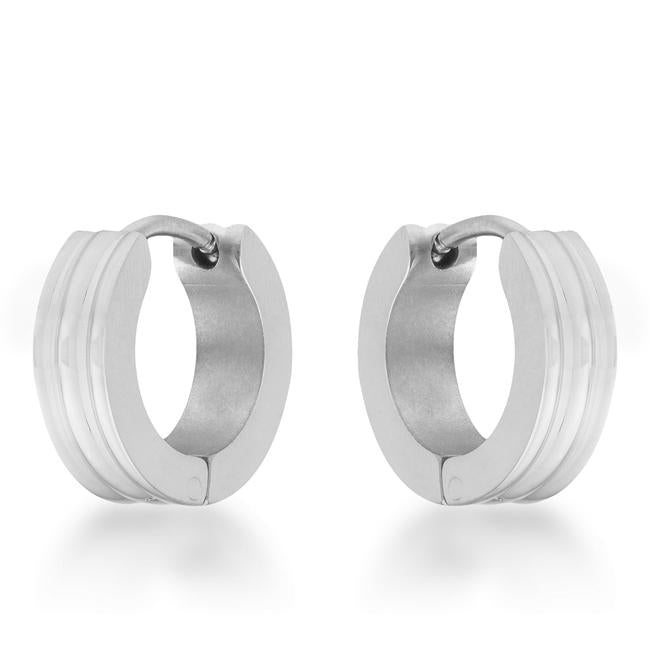 Marlene Rhodium Stainless Steel Small Hoop Earrings