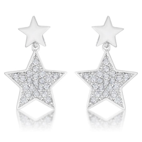 Bianca 0.5ct CZ Rhodium Star Drop Earrings