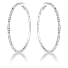 3.85Ct Silvertone Cup Chain Hoop Earrings
