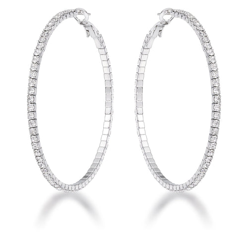 3.85Ct Silvertone Cup Chain Hoop Earrings