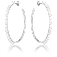 Inside Out .8Ct Cubic Zirconia and Pearl Hoops