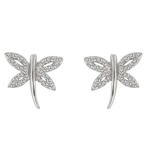Cubic Zirconia Dragonfly Earrings