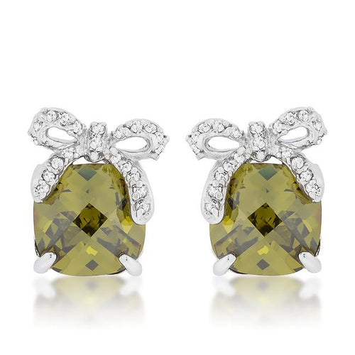 Olivine Drop Earrings with Bow