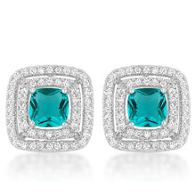 Aqua Halo Stud Earrings