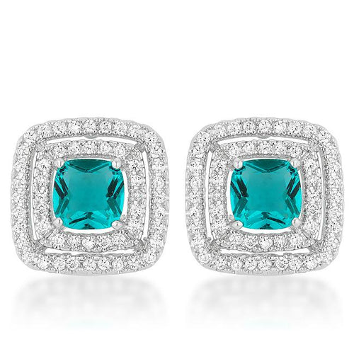 Aqua Halo Stud Earrings