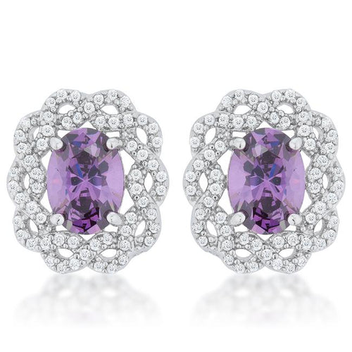 Amethyst Oval Stud Earrings
