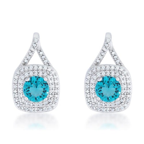 Christal 2.3ct Aqua CZ Rhodium Classic Drop Earrings