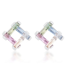 Myra 10ct Multicolor CZ Rhodium Stud Earrings