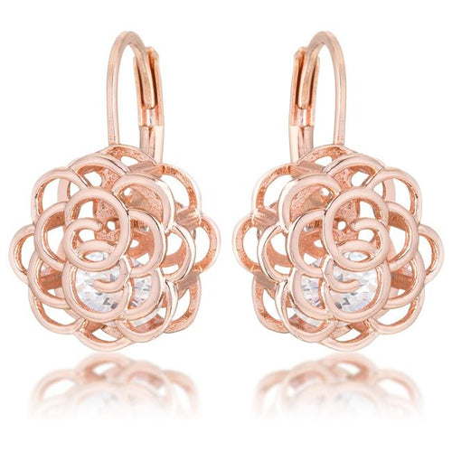Maya 1.5ct CZ Rose Gold Rose Drop Earrings