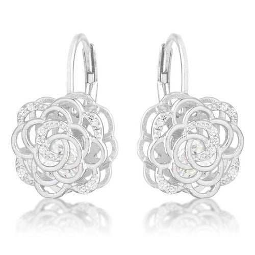 Maya 1.5ct CZ Rhodium Rose Drop Earrings
