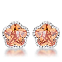 Floral Cut Champagne CZ Stud Earrings