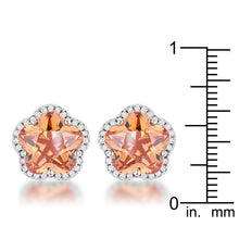 Floral Cut Champagne CZ Stud Earrings