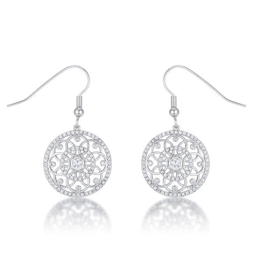 .95 Ct Interlocking Circle Rhodium and CZ Earrings