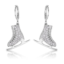 Delicate .85Ct Rhodium Plated Ice Skate Earrings