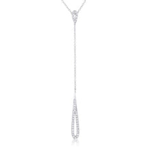 Chrisette 0.4ct CZ Rhodium Classic Drop Lariat Necklace