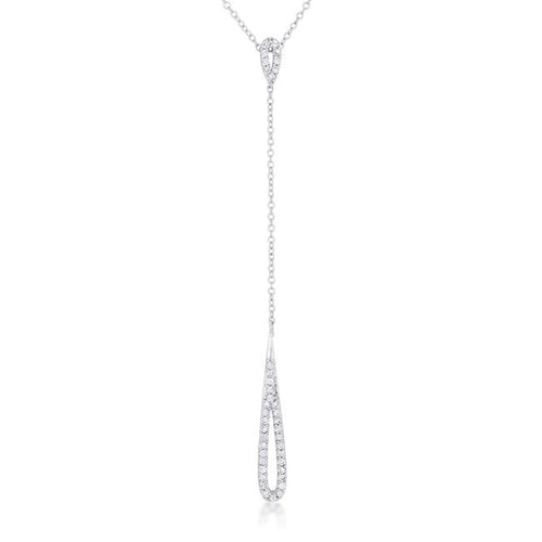Chrisette 0.4ct CZ Rhodium Classic Drop Lariat Necklace