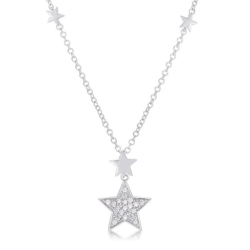 .32Ct Rhodium Star Necklace with Shimmering CZ