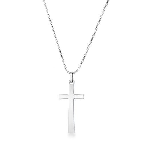 Elegant Elongated Stainless Steel Cross Pendant