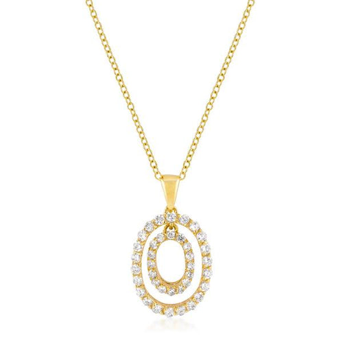 Golden Oval CZ Pendant