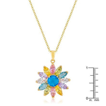 Goldtone Colorful Flower Pendant