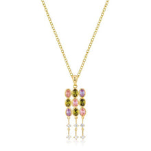 Goldtone Oval CZ Crest Pendant