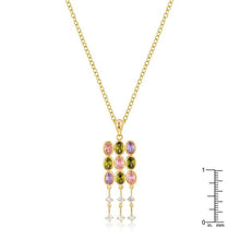 Goldtone Oval CZ Crest Pendant