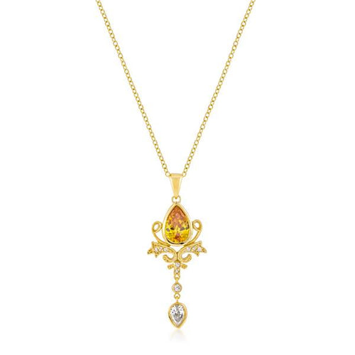 Golden Elegant Teardrop Crest Pendant