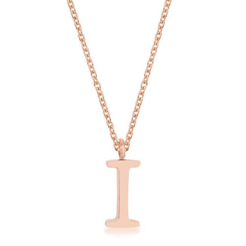 Elaina Rose Gold Stainless Steel I Initial Necklace