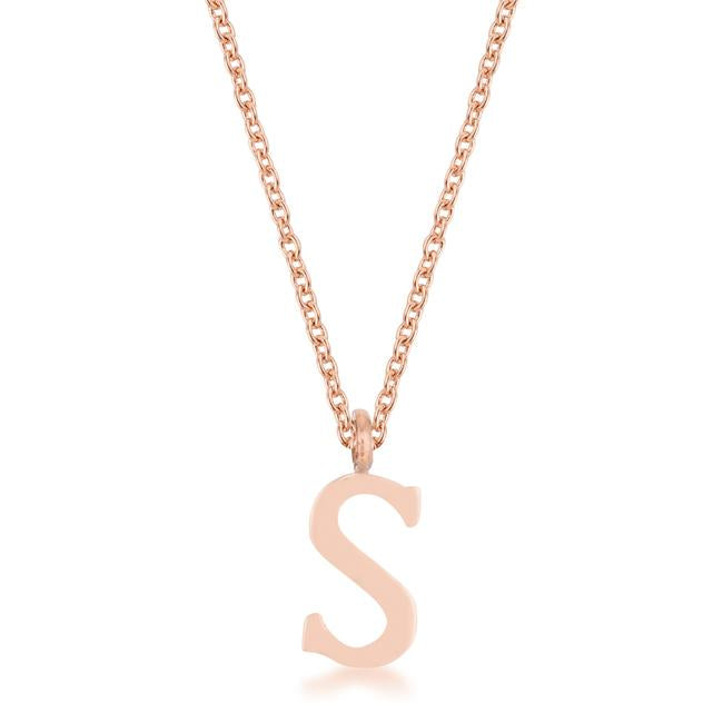 Elaina Rose Gold Stainless Steel S Initial Necklace