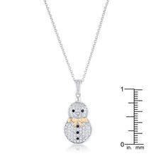 .35 ct CZ Two-Tone Snowman Pave Holiday Pendant