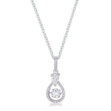 1.18Ct Dainty Rhodium Plated Micro Pave Teardrop Dancing CZ Pendant