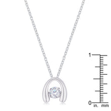 .85Ct Rhodium Plated Contemporary Horseshoe Dancing CZ Pendant