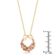 Goldtone Holiday Wreath Champagne Crystal Pendant