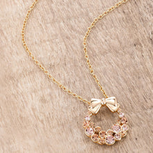 Goldtone Holiday Wreath Champagne Crystal Pendant