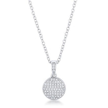 Lovely Rhodium Necklace with CZ Disk Pendant
