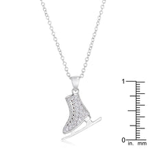 Delicate .4Ct Rhodium Plated Ice Skate Pendant