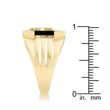 Goldtone Onyx Masonic Ring with CZ Accents