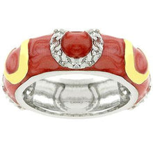 Double Pink Enamel Horseshoe Ring