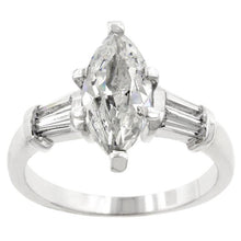 Rhodium Plated Marquise Centerpiece Ring