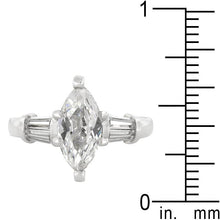 Rhodium Plated Marquise Centerpiece Ring