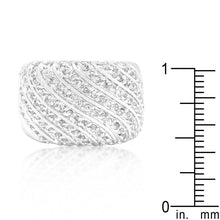 Cubic Zirconia Pave Diagonal Ring