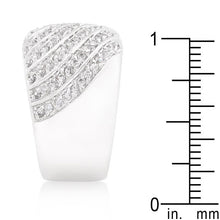 Cubic Zirconia Pave Diagonal Ring